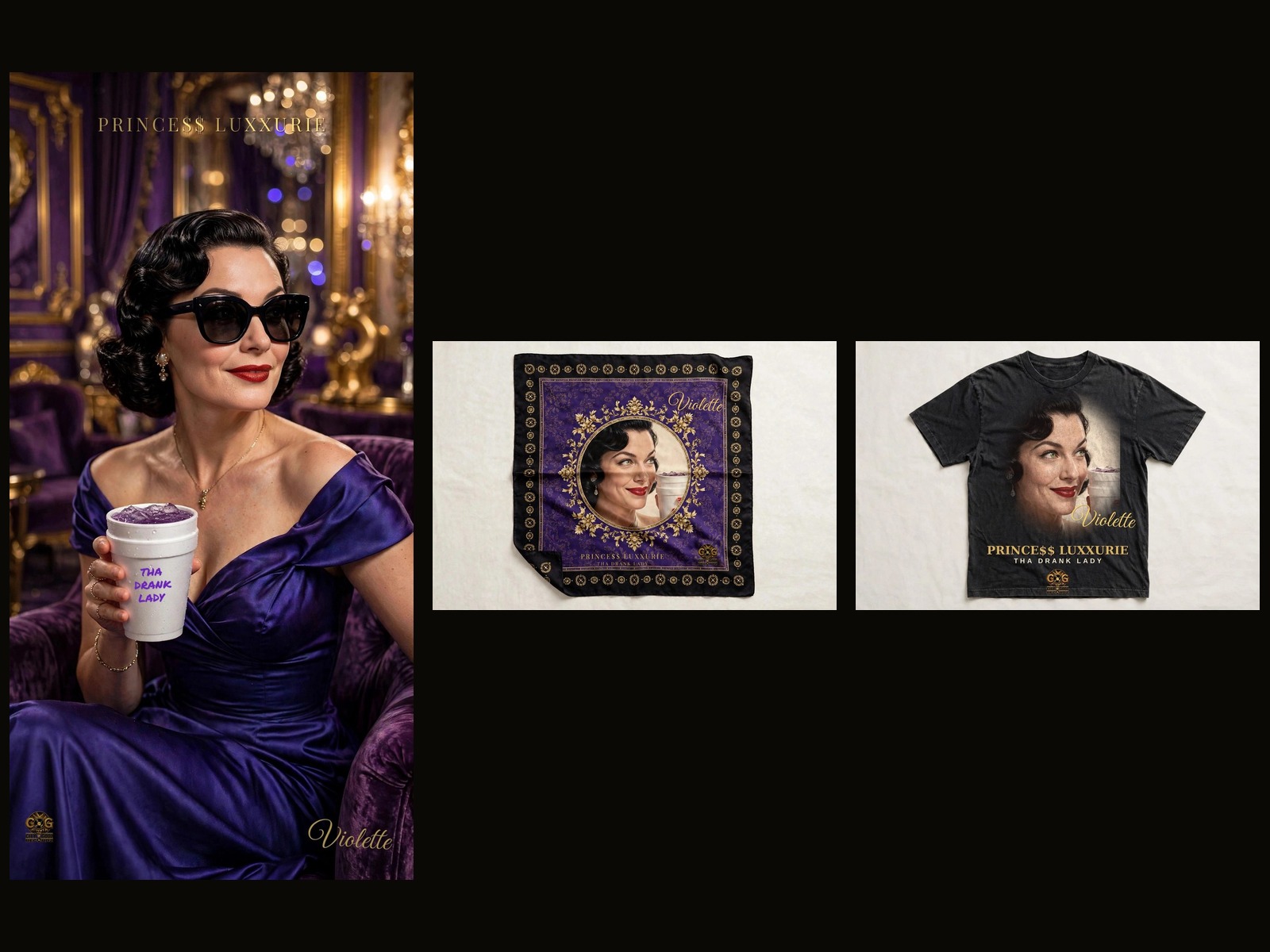 Violette Set — Princess of Luxury Collection: canvas, silk scarf and tee